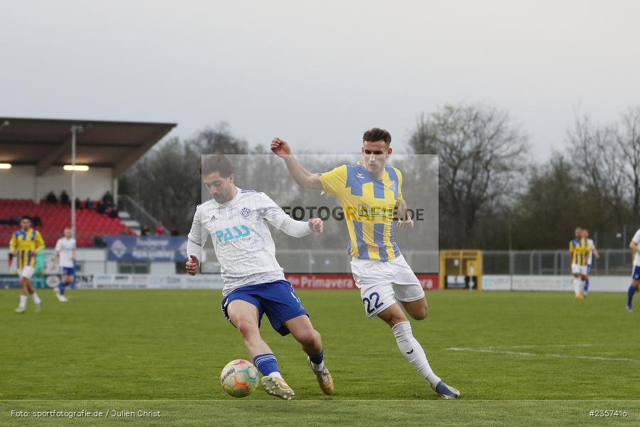 Clay Verkaj, Stadion am Schönbusch, Aschaffenburg, 06.04.2023, sport, action, BFV, Fussball, 30. Spieltag, Regionalliga Bayern, FCP, SVA, FC Pipinsried, SV Viktoria Aschaffenburg - Bild-ID: 2357416