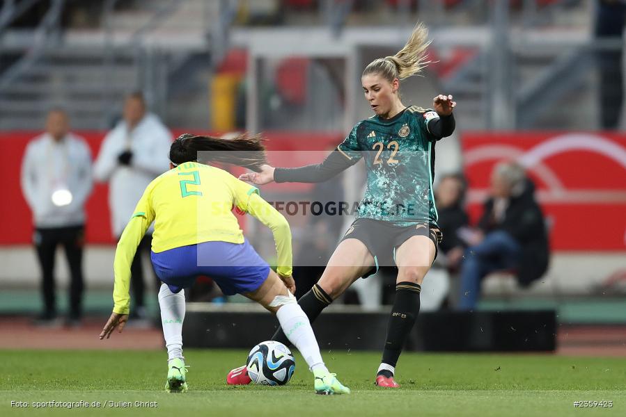 Jule Brand, Max-Morlock-Stadion, Nürnberg, 12.04.2023, sport, action, Fussball, DFB, FIFA, UEFA, Freundschaftsspiel, BRA, GER, Frauen-Nationalmannschaft, Brasilien, Deutschland - Bild-ID: 2359423 Jule Brand, Max-Morlock-Stadion, Nürnberg, 12.04.2023, sport, action, Fussball, DFB, FIFA, UEFA, Freundschaftsspiel, BRA, GER, Frauen-Nationalmannschaft, Brasilien, Deutschland - Bild-ID: 2359423