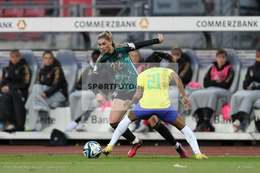 Jule Brand, Max-Morlock-Stadion, Nürnberg, 12.04.2023, sport, action, Fussball, DFB, FIFA, UEFA, Freundschaftsspiel, BRA, GER, Frauen-Nationalmannschaft, Brasilien, Deutschland - Bild-ID: 2359442 Jule Brand, Max-Morlock-Stadion, Nürnberg, 12.04.2023, sport, action, Fussball, DFB, FIFA, UEFA, Freundschaftsspiel, BRA, GER, Frauen-Nationalmannschaft, Brasilien, Deutschland - Bild-ID: 2359442