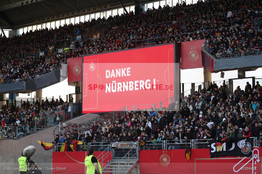 Infotafel, Anzahl, Symbolbild, Zuschauer, Max-Morlock-Stadion, Nürnberg, 12.04.2023, sport, action, Fussball, DFB, FIFA, UEFA, Freundschaftsspiel, BRA, GER, Frauen-Nationalmannschaft, Brasilien, Deutschland - Bild-ID: 2359637