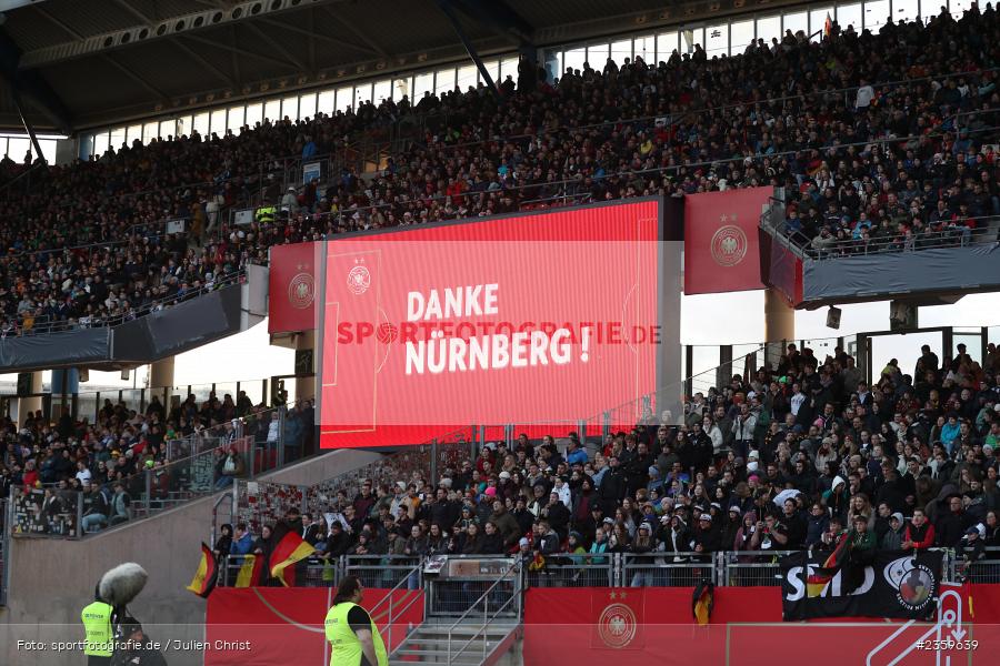 Infotafel, Anzahl, Symbolbild, Zuschauer, Max-Morlock-Stadion, Nürnberg, 12.04.2023, sport, action, Fussball, DFB, FIFA, UEFA, Freundschaftsspiel, BRA, GER, Frauen-Nationalmannschaft, Brasilien, Deutschland - Bild-ID: 2359639