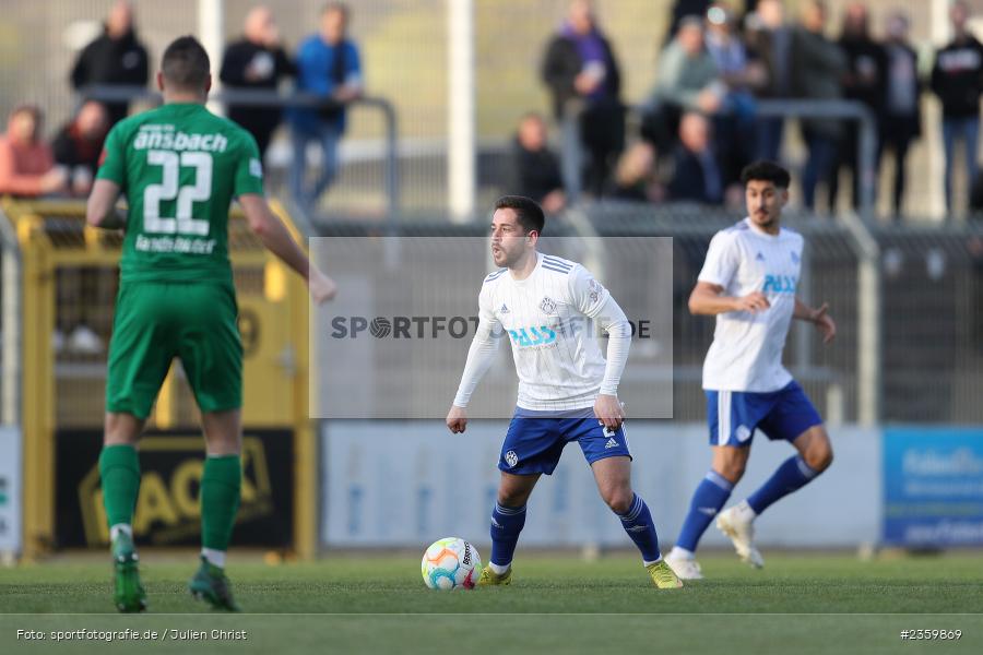 Silas Tom Zehnder, Stadion am Schönbusch, Aschaffenburg, 14.04.2023, sport, action, Fussball, BFV, 32. Spieltag, Regionalliga Bayern, ANS, SVA, SpVgg Ansbach, SV Viktoria Aschaffenburg - Bild-ID: 2359869
