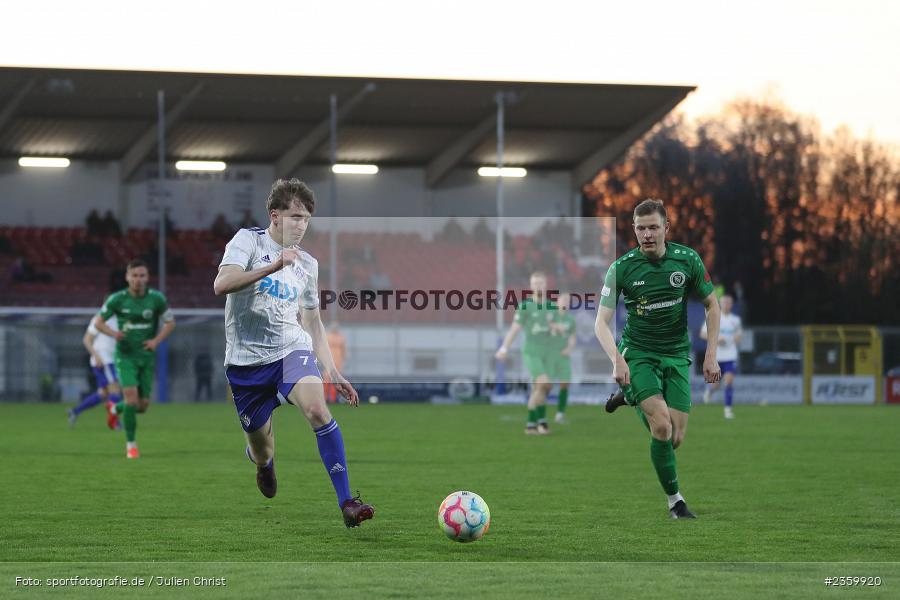 Benedict Laverty, Stadion am Schönbusch, Aschaffenburg, 14.04.2023, sport, action, Fussball, BFV, 32. Spieltag, Regionalliga Bayern, ANS, SVA, SpVgg Ansbach, SV Viktoria Aschaffenburg - Bild-ID: 2359920