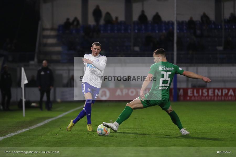 Niklas Meyer, Stadion am Schönbusch, Aschaffenburg, 14.04.2023, sport, action, Fussball, BFV, 32. Spieltag, Regionalliga Bayern, ANS, SVA, SpVgg Ansbach, SV Viktoria Aschaffenburg - Bild-ID: 2359931