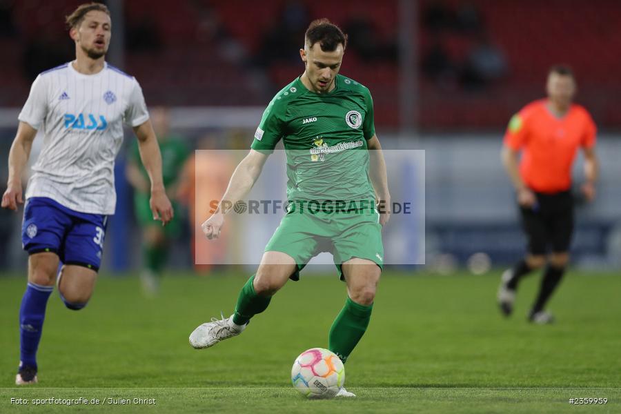 Eric Weeger, Stadion am Schönbusch, Aschaffenburg, 14.04.2023, sport, action, Fussball, BFV, 32. Spieltag, Regionalliga Bayern, ANS, SVA, SpVgg Ansbach, SV Viktoria Aschaffenburg - Bild-ID: 2359959