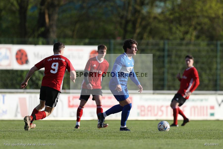 Linus Schrank, Sportgelände, Lohr am Main, 19.04.2023, sport, action, Fussball, BFV, Bezirksliga Unterfranken West, 24. Spieltag, KLE, TSV, TSV Kleinrinderfeld, TSV Lohr - Bild-ID: 2360990