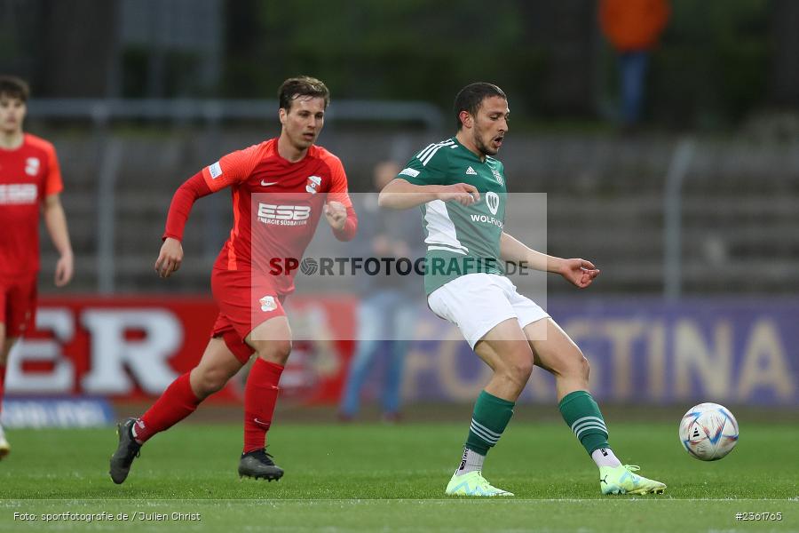 Dominic Noa Schmidt, Sachs-Stadion, Schweinfurt, 25.04.2023, sport, action, Fussball, BFV, 33. Spieltag, Regionalliga Bayern, HAN, FCS, SpVgg Hankofen-Hailing, 1. FC Schweinfurt - Bild-ID: 2361765