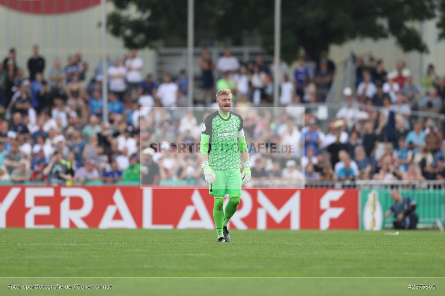 Bande, Sponsor, FLYERALARM, Felix Thiel, Vöhlinstadion, Illertissen, 13.08.2023, sport, action, DFB, Fussball, Saison 2023/2024, 1. Runde, DFB Pokal, F95, FVI, Fortuna Düsseldorf, FV Illertissen - Bild-ID: 2373865