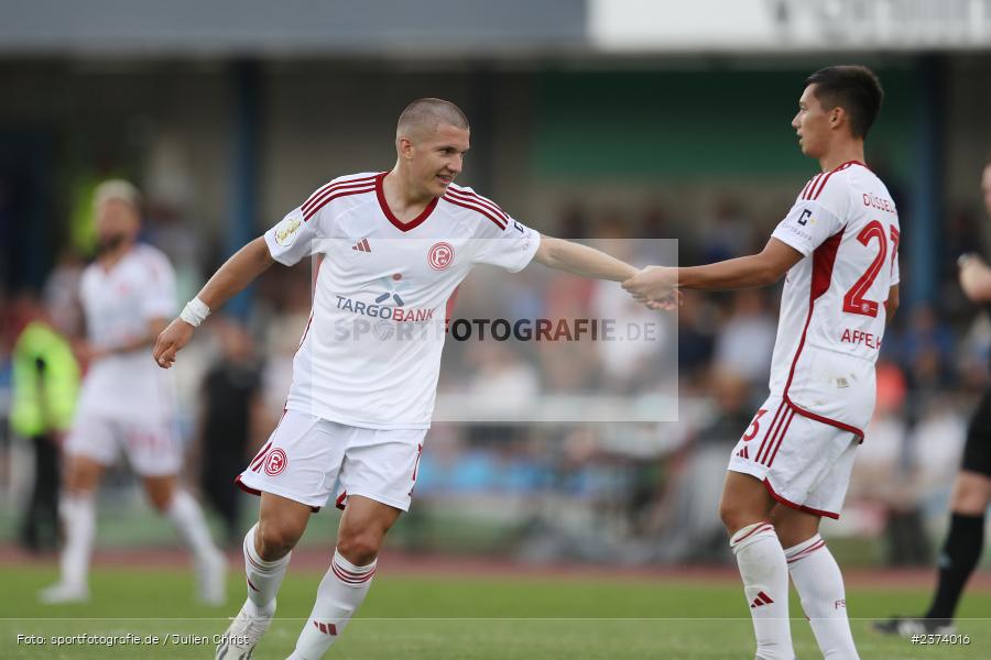 Christos Tzolis, Vöhlinstadion, Illertissen, 13.08.2023, sport, action, DFB, Fussball, Saison 2023/2024, 1. Runde, DFB Pokal, F95, FVI, Fortuna Düsseldorf, FV Illertissen - Bild-ID: 2374016
