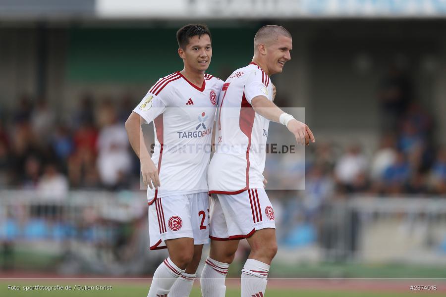 Christos Tzolis, Vöhlinstadion, Illertissen, 13.08.2023, sport, action, DFB, Fussball, Saison 2023/2024, 1. Runde, DFB Pokal, F95, FVI, Fortuna Düsseldorf, FV Illertissen - Bild-ID: 2374018