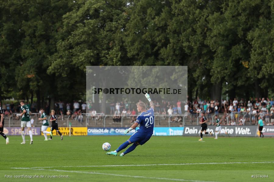 Lukas Wenzel, Sachs-Stadion, Schweinfurt, 15.08.2023, sport, action, BFV, Fussball, Saison 2023/2024, 2. Runde, Toto-Pokal, TSV, FCS, TSV Aubstadt, 1. FC Schweinfurt 05 - Bild-ID: 2374094