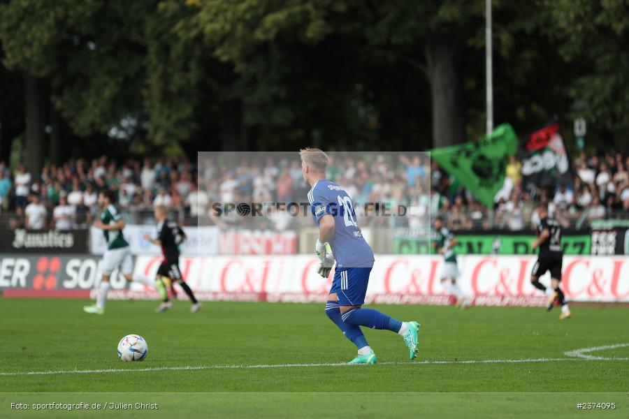 Lukas Wenzel, Sachs-Stadion, Schweinfurt, 15.08.2023, sport, action, BFV, Fussball, Saison 2023/2024, 2. Runde, Toto-Pokal, TSV, FCS, TSV Aubstadt, 1. FC Schweinfurt 05 - Bild-ID: 2374095