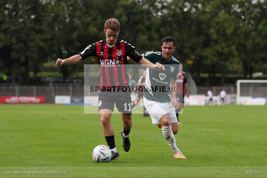 Leonard Langhans, Sachs-Stadion, Schweinfurt, 15.08.2023, sport, action, BFV, Fussball, Saison 2023/2024, 2. Runde, Toto-Pokal, TSV, FCS, TSV Aubstadt, 1. FC Schweinfurt 05 - Bild-ID: 2374110
