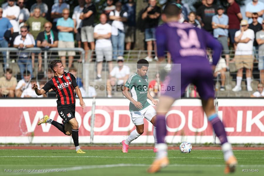 Dominik Ngatie, Sachs-Stadion, Schweinfurt, 15.08.2023, sport, action, BFV, Fussball, Saison 2023/2024, 2. Runde, Toto-Pokal, TSV, FCS, TSV Aubstadt, 1. FC Schweinfurt 05 - Bild-ID: 2374240