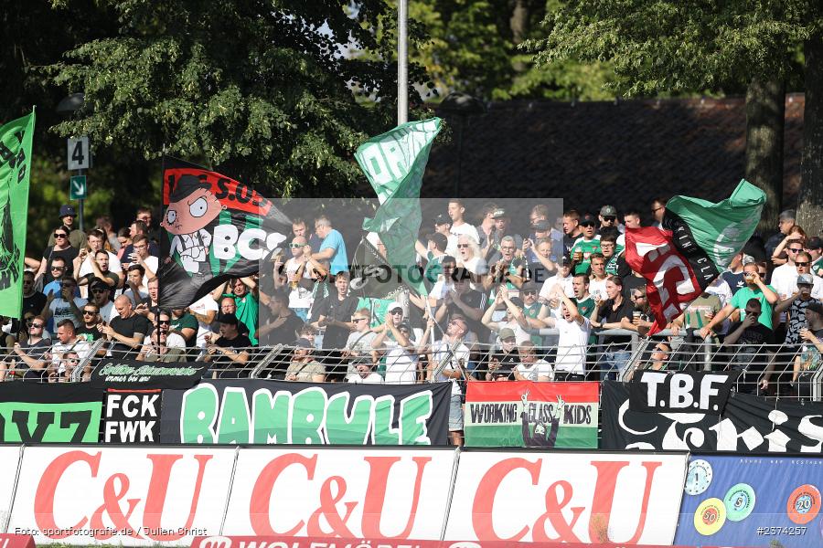 Fans, Sachs-Stadion, Schweinfurt, 15.08.2023, sport, action, BFV, Fussball, Saison 2023/2024, 2. Runde, Toto-Pokal, TSV, FCS, TSV Aubstadt, 1. FC Schweinfurt 05 - Bild-ID: 2374257