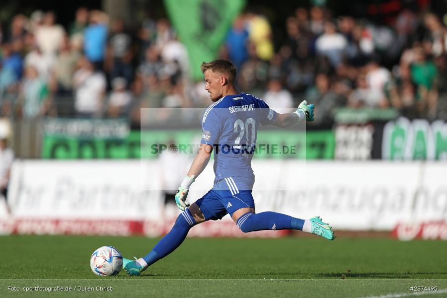 Lukas Wenzel, Sachs-Stadion, Schweinfurt, 15.08.2023, sport, action, BFV, Fussball, Saison 2023/2024, 2. Runde, Toto-Pokal, TSV, FCS, TSV Aubstadt, 1. FC Schweinfurt 05 - Bild-ID: 2374495