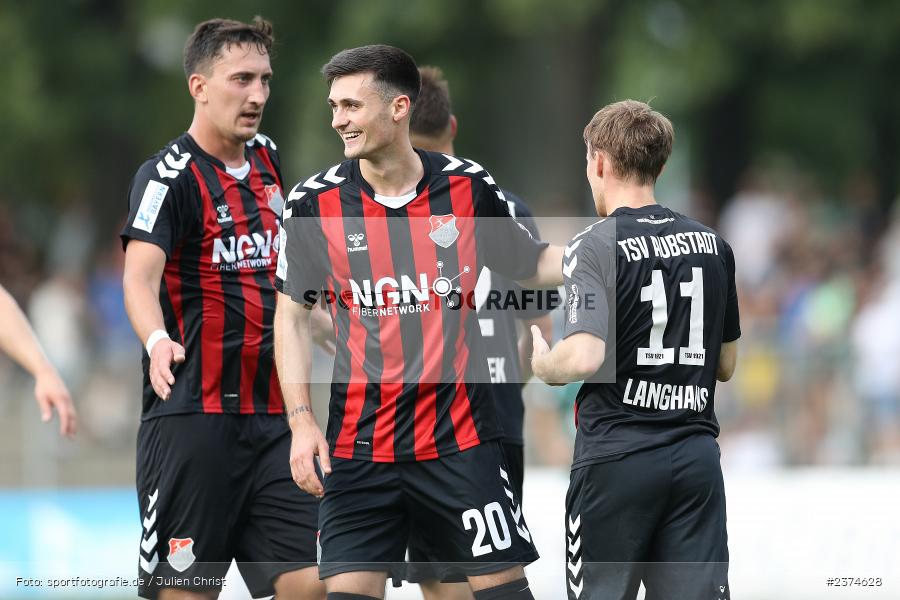 Leonard Langhans, Sachs-Stadion, Schweinfurt, 15.08.2023, sport, action, BFV, Fussball, Saison 2023/2024, 2. Runde, Toto-Pokal, TSV, FCS, TSV Aubstadt, 1. FC Schweinfurt 05 - Bild-ID: 2374628