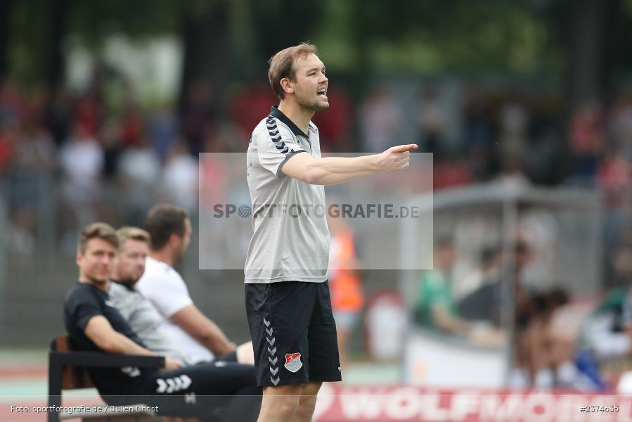 Julian Grell, Sachs-Stadion, Schweinfurt, 15.08.2023, sport, action, BFV, Fussball, Saison 2023/2024, 2. Runde, Toto-Pokal, TSV, FCS, TSV Aubstadt, 1. FC Schweinfurt 05 - Bild-ID: 2374635