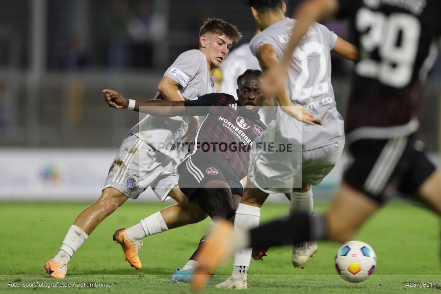 Pedro Narciso Muteba, Stadion am Schönbusch, Aschaffenburg, 01.09.2023, sport, action, BFV, Fussball, Saison 2023/2024, 8. Spieltag, Regionalliga Bayern, FCN, SVA, 1. FC Nürnberg II, SV Viktoria Aschaffenburg - Bild-ID: 2376821