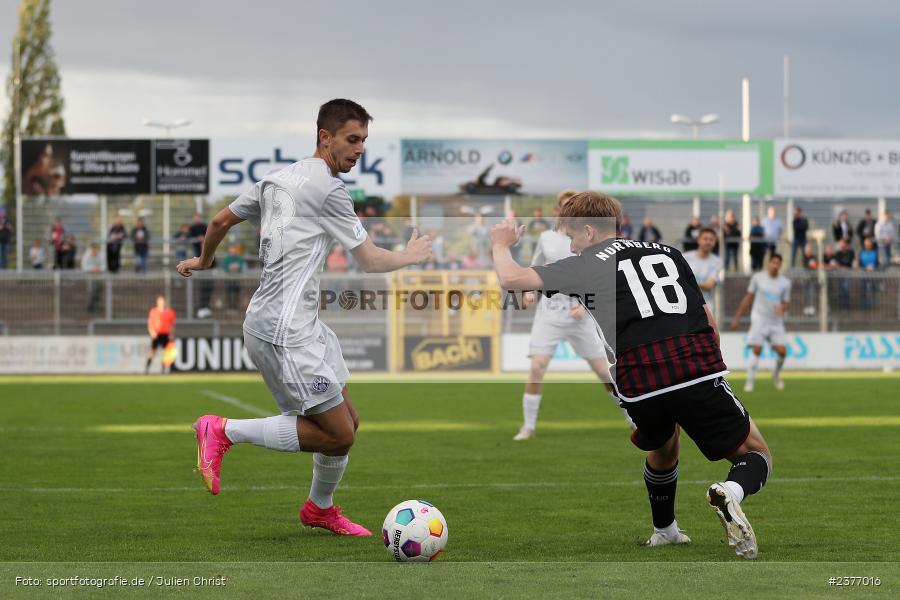 Veit Klement, Stadion am Schönbusch, Aschaffenburg, 01.09.2023, sport, action, BFV, Fussball, Saison 2023/2024, 8. Spieltag, Regionalliga Bayern, FCN, SVA, 1. FC Nürnberg II, SV Viktoria Aschaffenburg - Bild-ID: 2377016