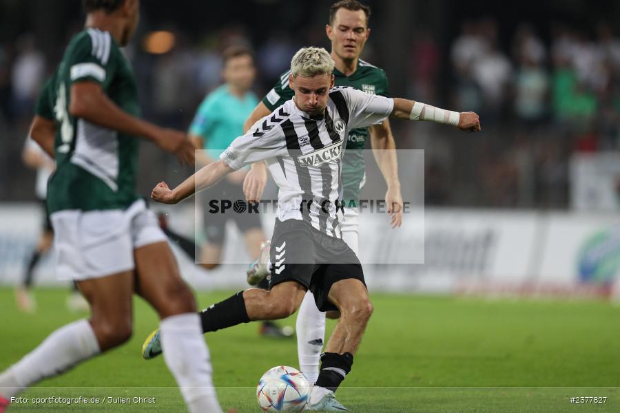 Alexander Fabian Bazdrigiannis, sport, action, Willy-Sachs-Stadion, Schweinfurt, Saison 2023/2024, SVW, SV Wacker Burghausen, Regionalliga Bayern, Fussball, FCS, BFV, 9. Spieltag, 1. FC Schweinfurt 1905, 08.09.2023 - Bild-ID: 2377827