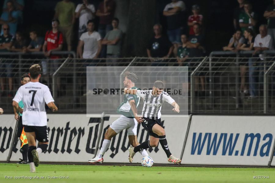 Viktor Miftaraj, sport, action, Willy-Sachs-Stadion, Schweinfurt, Saison 2023/2024, SVW, SV Wacker Burghausen, Regionalliga Bayern, Fussball, FCS, BFV, 9. Spieltag, 1. FC Schweinfurt 1905, 08.09.2023 - Bild-ID: 2377914
