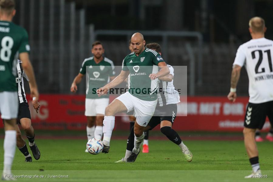 Adam Jabiri, sport, action, Willy-Sachs-Stadion, Schweinfurt, Saison 2023/2024, SVW, SV Wacker Burghausen, Regionalliga Bayern, Fussball, FCS, BFV, 9. Spieltag, 1. FC Schweinfurt 1905, 08.09.2023 - Bild-ID: 2378055