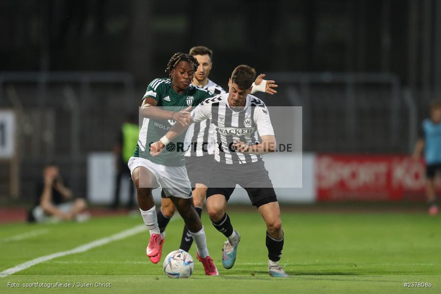 Hans Anapak-Baka, sport, action, Willy-Sachs-Stadion, Schweinfurt, Saison 2023/2024, SVW, SV Wacker Burghausen, Regionalliga Bayern, Fussball, FCS, BFV, 9. Spieltag, 1. FC Schweinfurt 1905, 08.09.2023 - Bild-ID: 2378086