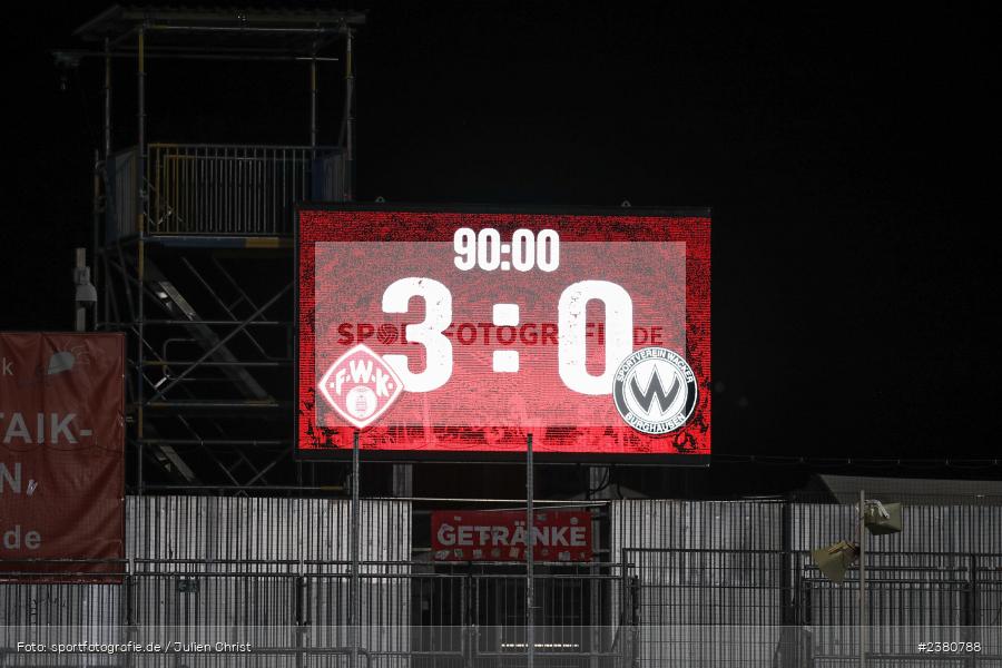 Anzeigetafel, sport, action, Würzburg, Saison 2023/2024, SVW, SV Wacker Burghausen, Regionalliga Bayern, Fussball, FWK, FC Würzburger Kickers, BFV, AKON Arena, 22.09.2023, 11. Spieltag - Bild-ID: 2380788