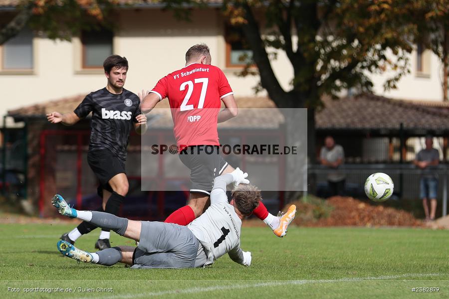 Joshua Schuhmacher, Sportgelände Kleinflürleinsweg, Schweinfurt, 03.10.2023, sport, action, BFV, Saison 2023/2024, Fussball, 14. Spieltag, Landesliga Nordwest, TUS, FTS, TuS Frammersbach, FT Schweinfurt - Bild-ID: 2382879