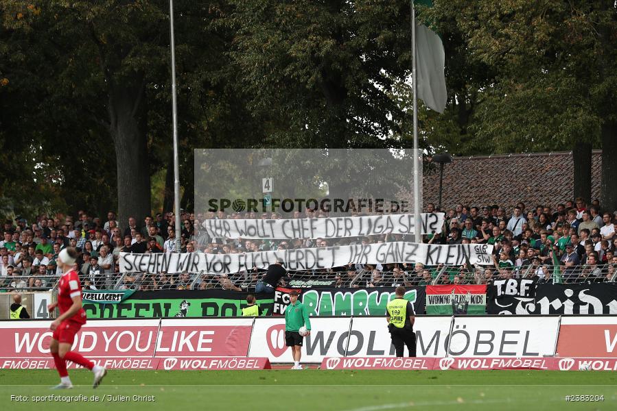 Spruchband, Sachs Stadion, Schweinfurt, 03.10.2023, sport, action, BFV, Saison 2023/2024, Fussball, 13. Spieltag, Regionalliga Bayern, FWK, FCS, FC Würzburger Kickers, 1. FC Schweinfurt 1905 - Bild-ID: 2383204