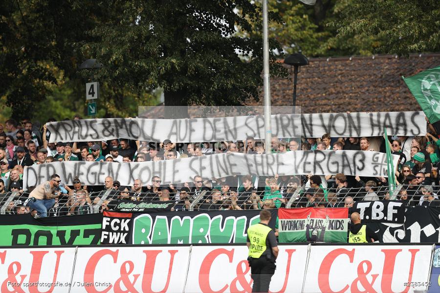 Spruchband, Sachs Stadion, Schweinfurt, 04.10.2023, sport, action, BFV, Saison 2023/2024, Fussball, 13. Spieltag, Regionalliga Bayern, FWK, FCS, FC Würzburger Kickers, 1. FC Schweinfurt 1905 - Bild-ID: 2383452