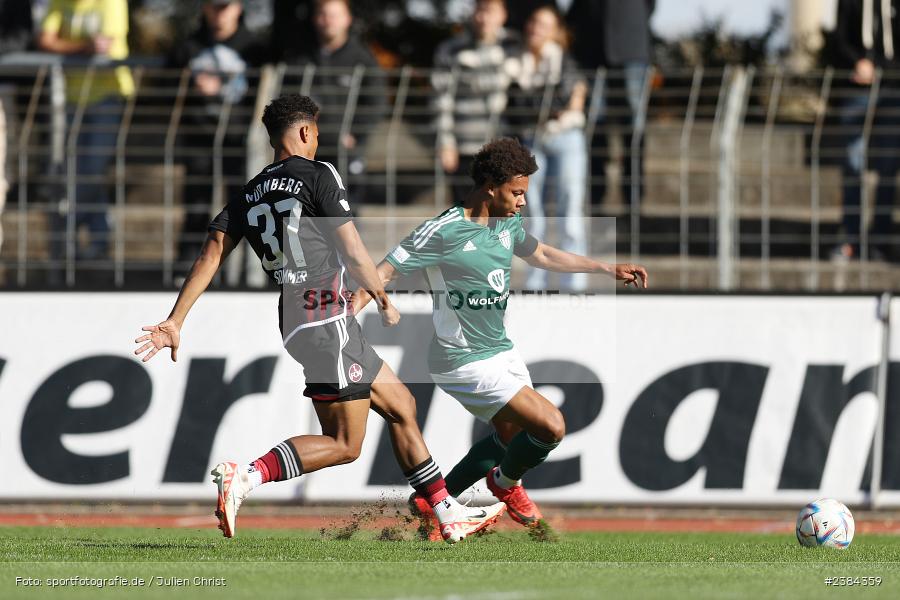 Sachs-Stadion, Schweinfurt, 15.10.2023, BFV, Fussball, sport, action, Saison 2023/2024, 15. Spieltag, Regionalliga Bayern, FCN, FCS, 1. FC Nürnberg II, 1. FC Schweinfurt 1905 - Bild-ID: 2384359