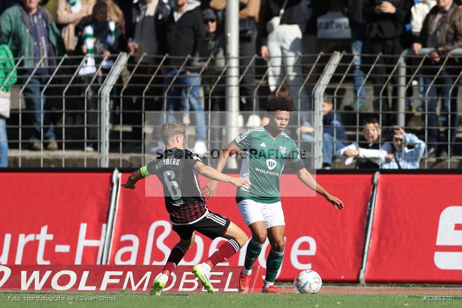 Sachs-Stadion, Schweinfurt, 15.10.2023, BFV, Fussball, sport, action, Saison 2023/2024, 15. Spieltag, Regionalliga Bayern, FCN, FCS, 1. FC Nürnberg II, 1. FC Schweinfurt 1905 - Bild-ID: 2384370