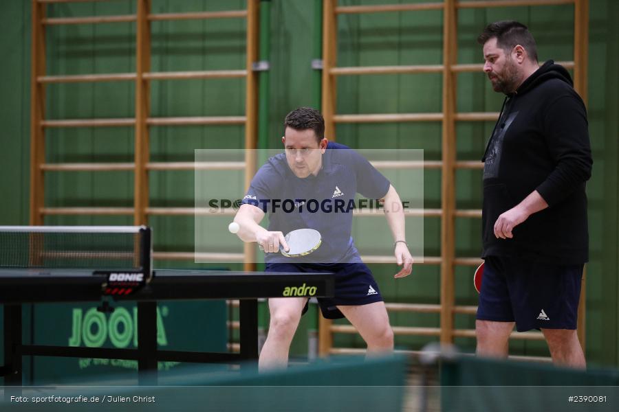 Erwin-Ammann-Halle, Karlstadt, 09.12.2023, BTTV, sport, action, Saison 2023/2024, Bezirksoberliga Herren Ufr, TV 1901 Mittelsinn, TSV Karlstadt - Bild-ID: 2390081 Erwin-Ammann-Halle, Karlstadt, 09.12.2023, BTTV, sport, action, Saison 2023/2024, Bezirksoberliga Herren Ufr, TV 1901 Mittelsinn, TSV Karlstadt - Bild-ID: 2390081