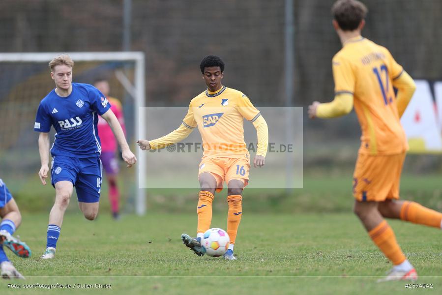 Sportgelände Langstadt, Babenhausen, 17.02.2024, sport, action, BFV, Fussball, Februar 2024, Regionalfreundschaftsspiele, Regionalliga Südwest, Regionalliga Bayern, TSG, SVA, TSG Hoffenheim U23, SV Viktoria Aschaffenburg - Bild-ID: 2394542