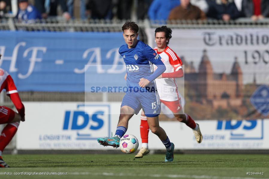 Stadion am Schönbusch, Aschaffenburg, 24.02.2024, sport, action, BFV, Fussball, Februar 2024, Regionalliga Bayern, FCB, SVA, FC Bayern München II, SV Viktoria Aschaffenburg - Bild-ID: 2394942