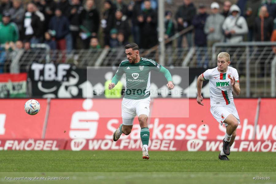 sport, action, Willy-Sachs-Stadion, Schweinfurt, Regionalliga Bayern, März 2024, Fussball, FCS, FCA, FC Augsburg II, BFV, 25. Spieltag, 16.03.2024, 1. FC Schweinfurt 1905 - Bild-ID: 2398285