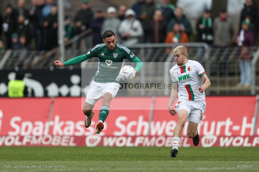 sport, action, Willy-Sachs-Stadion, Schweinfurt, Regionalliga Bayern, März 2024, Fussball, FCS, FCA, FC Augsburg II, BFV, 25. Spieltag, 16.03.2024, 1. FC Schweinfurt 1905 - Bild-ID: 2398287