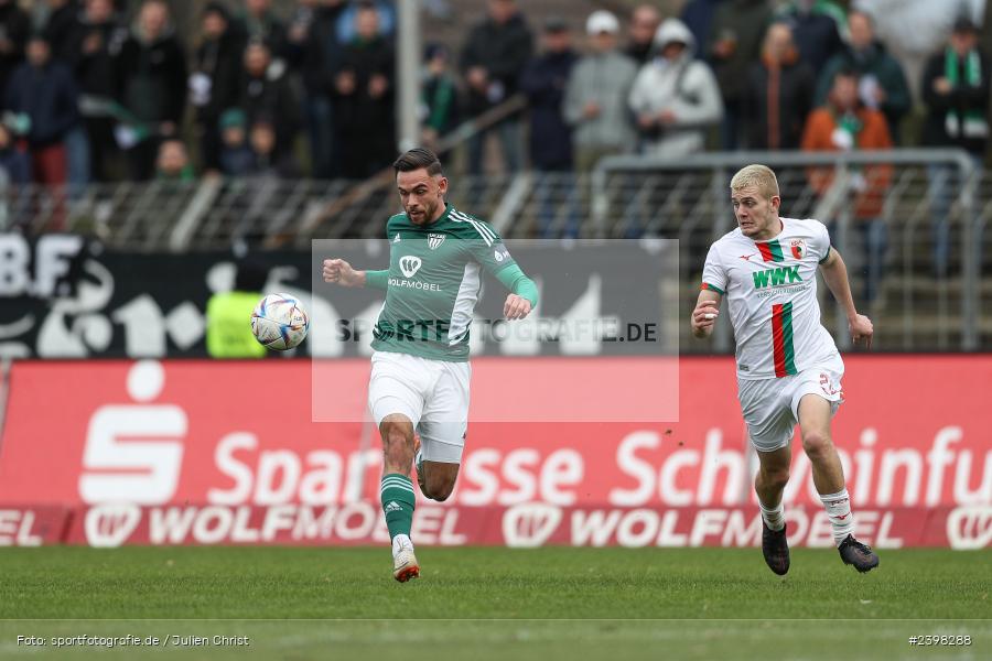 sport, action, Willy-Sachs-Stadion, Schweinfurt, Regionalliga Bayern, März 2024, Fussball, FCS, FCA, FC Augsburg II, BFV, 25. Spieltag, 16.03.2024, 1. FC Schweinfurt 1905 - Bild-ID: 2398288