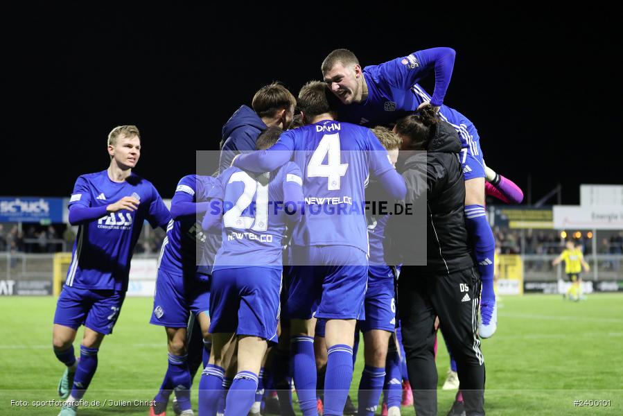 Team, Stadion am Schönbusch, Aschaffenburg, 25.03.2024, sport, action, BFV, Fussball, März 2024, 26. Spieltag, Regionalliga Bayern, BAY, SVA, SpVgg Bayreuth, SV Viktoria Aschaffenburg - Bild-ID: 2400101