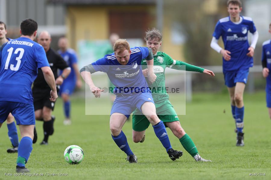 Sportgelände, Gössenheim, 01.04.2024, sport, action, BFV, Fussball, April 2024, Kreisliga Würzburg Gr. 2, FVK, FCG, FV Karlstadt, FC Gössenheim - Bild-ID: 2401374