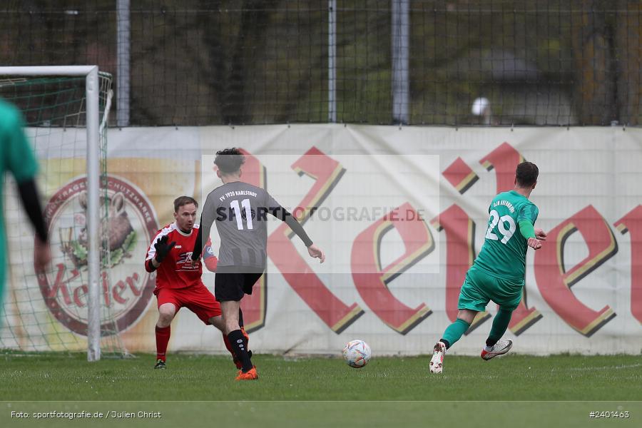 Sportgelände, Karlstadt, 01.04.2024, sport, action, BFV, Fussball, April 2024, A-Klasse Würzburg Gr. 4, (SG) DJK Oberndorf/SV Bischbrunn, FV Karlstadt II - Bild-ID: 2401463