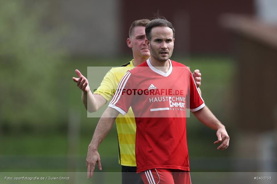 Sportgelände, Karsbach, 07.04.2024, sport, action, BFV, Fussball, April 2024, 20. Spieltag, Kreisklasse Würzburg Gr. 3, BSC, FCK, BSC Aura, (SG) FC Karsbach - Bild-ID: 2402705