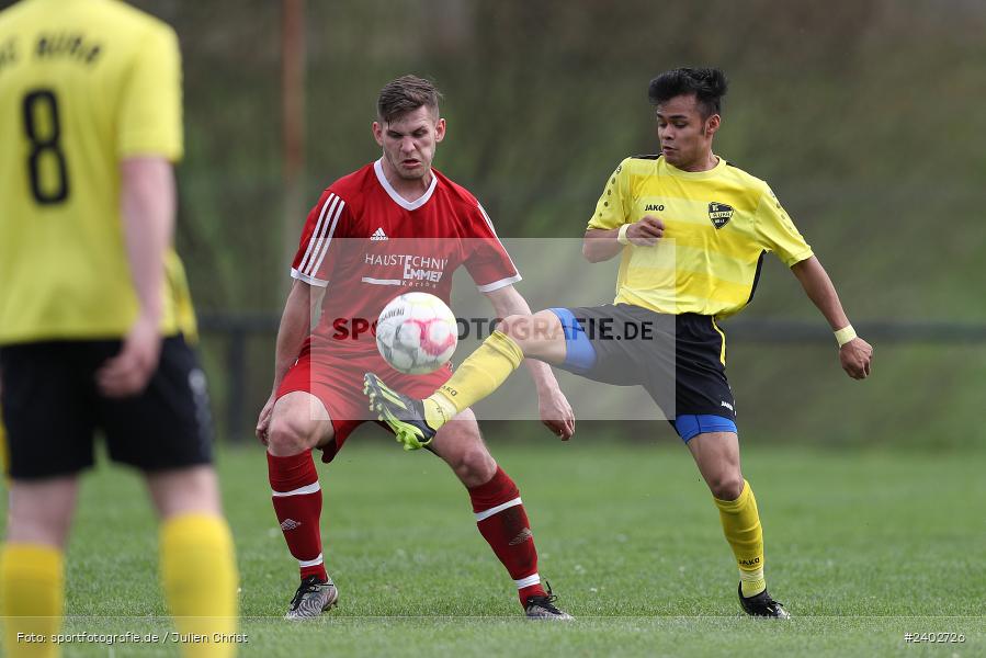 Sportgelände, Karsbach, 07.04.2024, sport, action, BFV, Fussball, April 2024, 20. Spieltag, Kreisklasse Würzburg Gr. 3, BSC, FCK, BSC Aura, (SG) FC Karsbach - Bild-ID: 2402726