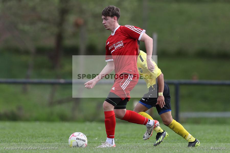 Sportgelände, Karsbach, 07.04.2024, sport, action, BFV, Fussball, April 2024, 20. Spieltag, Kreisklasse Würzburg Gr. 3, BSC, FCK, BSC Aura, (SG) FC Karsbach - Bild-ID: 2402735
