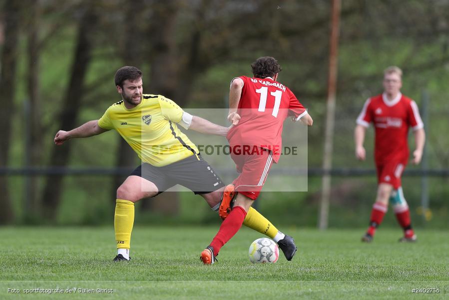 Sportgelände, Karsbach, 07.04.2024, sport, action, BFV, Fussball, April 2024, 20. Spieltag, Kreisklasse Würzburg Gr. 3, BSC, FCK, BSC Aura, (SG) FC Karsbach - Bild-ID: 2402736