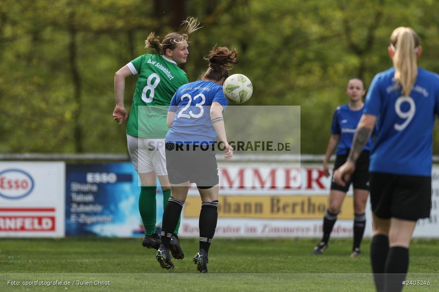 Sportgelände, Adelsberg, 13.04.2024, sport, action, BFV, Fussball, April 2024, 11. Spieltag, Frauen BOL, DJK, FCK, DJK Schweinfurt, FC Karsbach - Bild-ID: 2403246