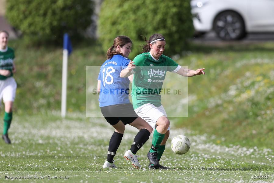 Sportgelände, Adelsberg, 13.04.2024, sport, action, BFV, Fussball, April 2024, 11. Spieltag, Frauen BOL, DJK, FCK, DJK Schweinfurt, FC Karsbach - Bild-ID: 2403250