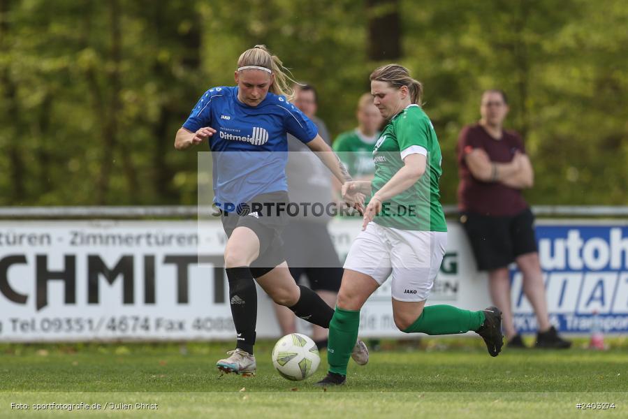Sportgelände, Adelsberg, 13.04.2024, sport, action, BFV, Fussball, April 2024, 11. Spieltag, Frauen BOL, DJK, FCK, DJK Schweinfurt, FC Karsbach - Bild-ID: 2403274